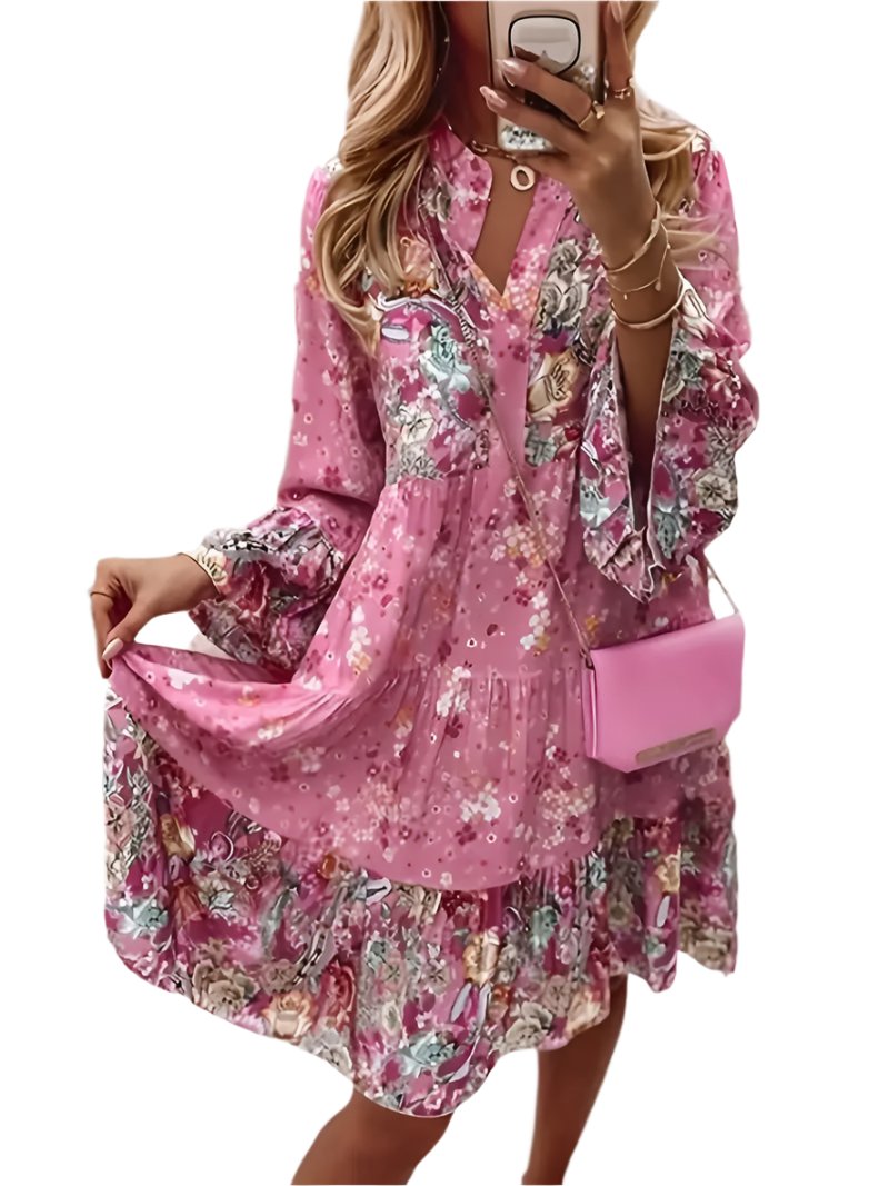 Boho-Inspired Floral Midi Dress For Women