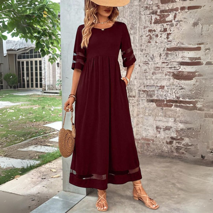 Long Round-Neck summer Dress for women