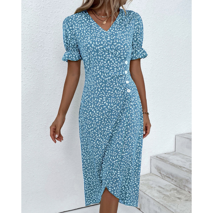 Zhairah | Feminine Wrap Dress with Floral Elegance