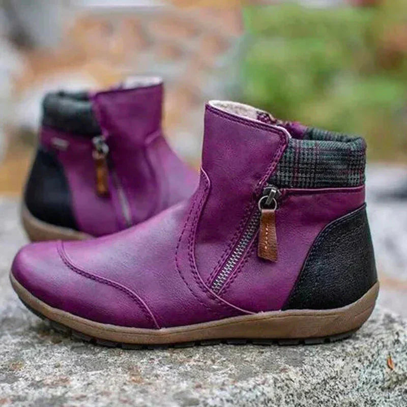 Women's Waterproof Double Zipper Ankle Boots