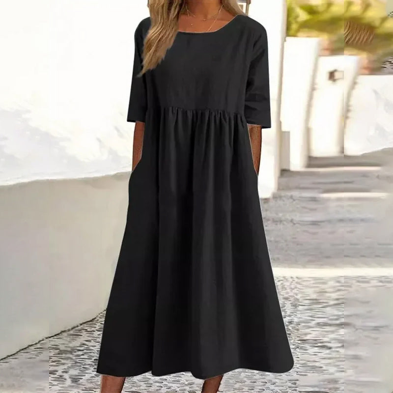 Casual Loose Pleated Hem Dress for Women