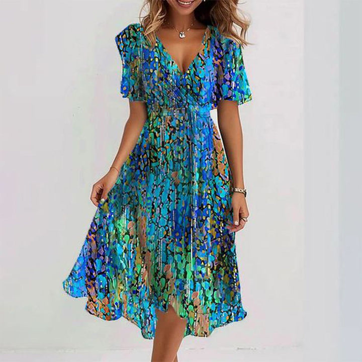 Floral V-Neck A-Line Mini Dress for Women