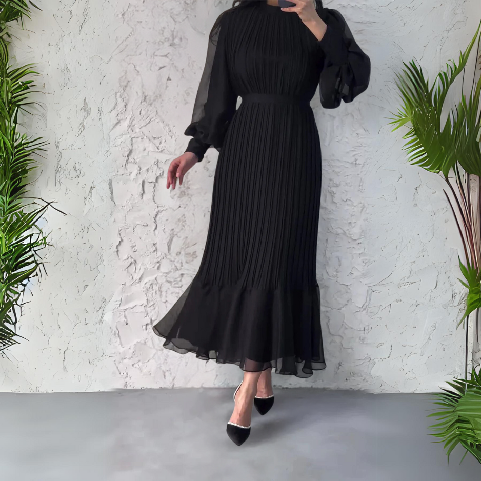 Elegant Long Flare Dress with long sleeves