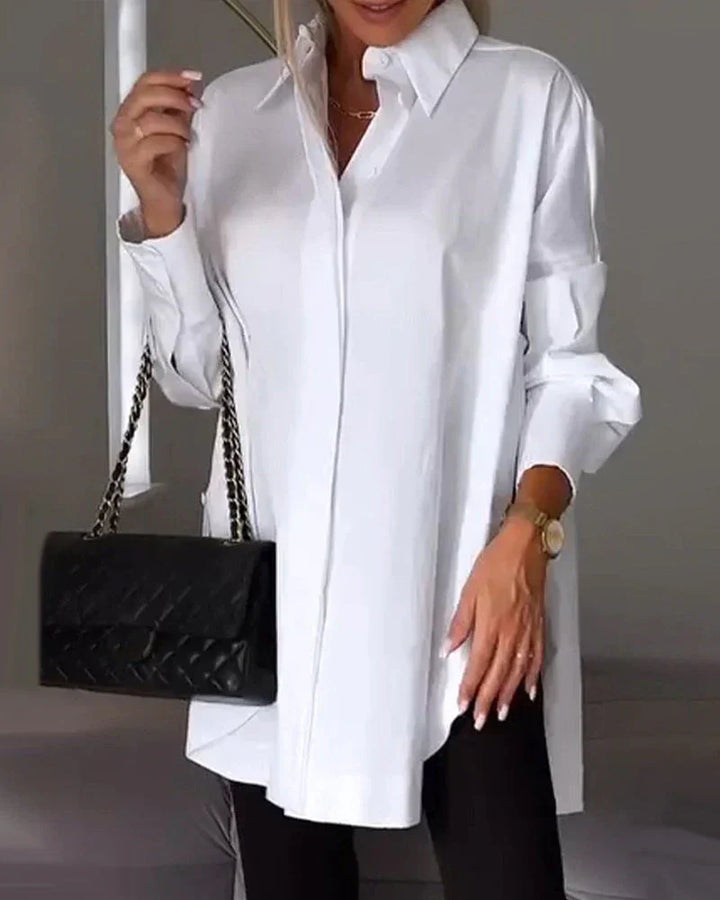 Oversized Button-Up Long Shirt for Women