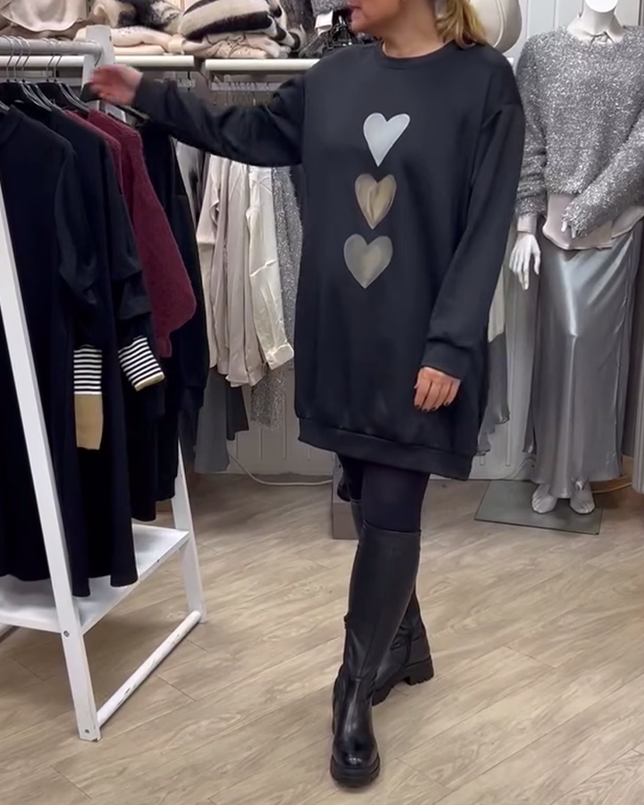 Joycee | Women’s Heart Print Long Sleeve Sweatshirt
