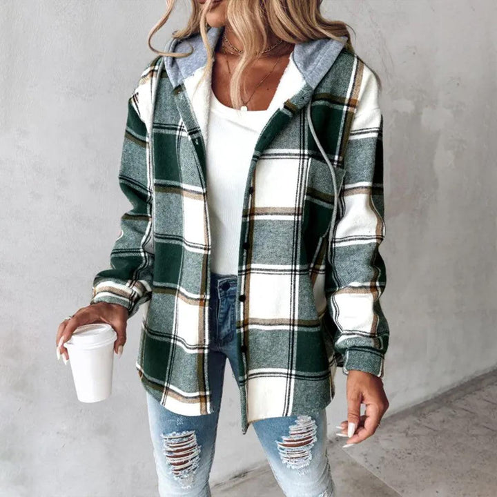 Plaid Print Hooded Jacket for Women