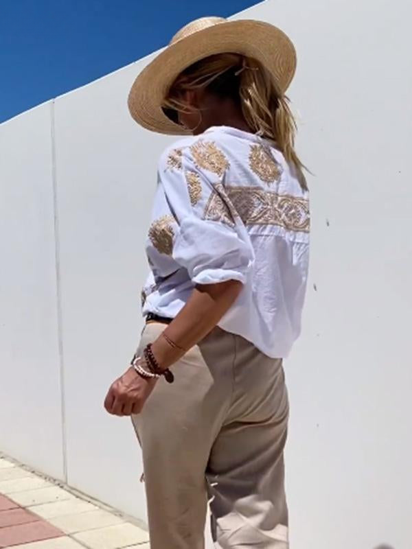 Oversized Embroidered Shirt for Women