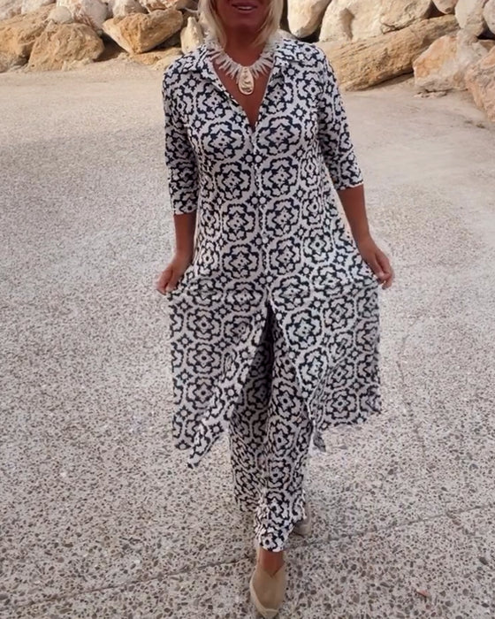 Camelia | Geometric Print Two-Piece Set