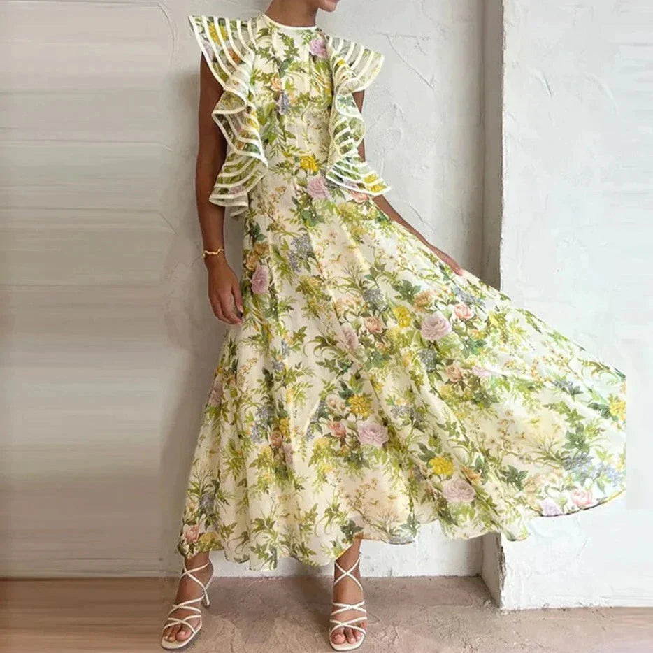 Elegant Floral Long Dress For Women