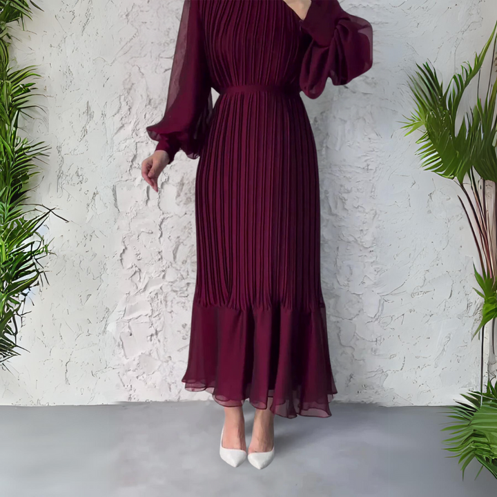 Elegant Long Flare Dress with long sleeves