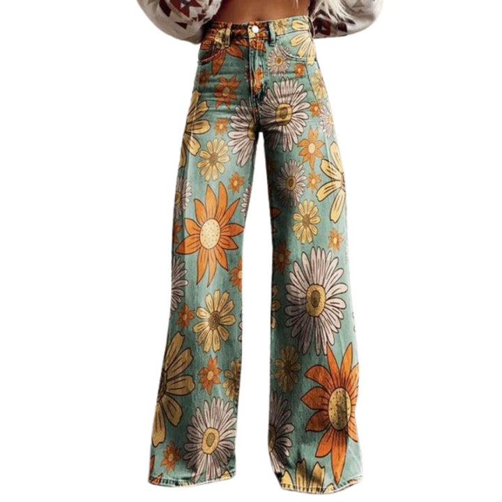 Flower Print Wide Leg Pants for Women