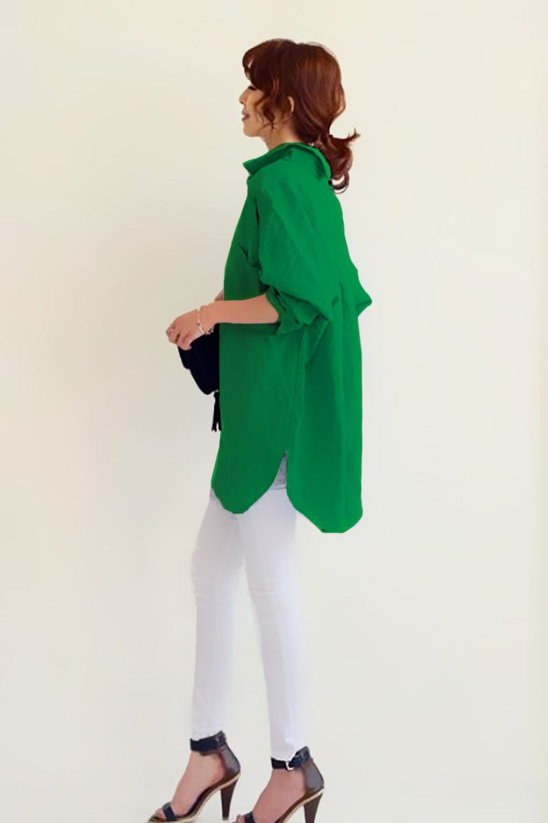 Classic Plain Blouse with Button Detail for Women