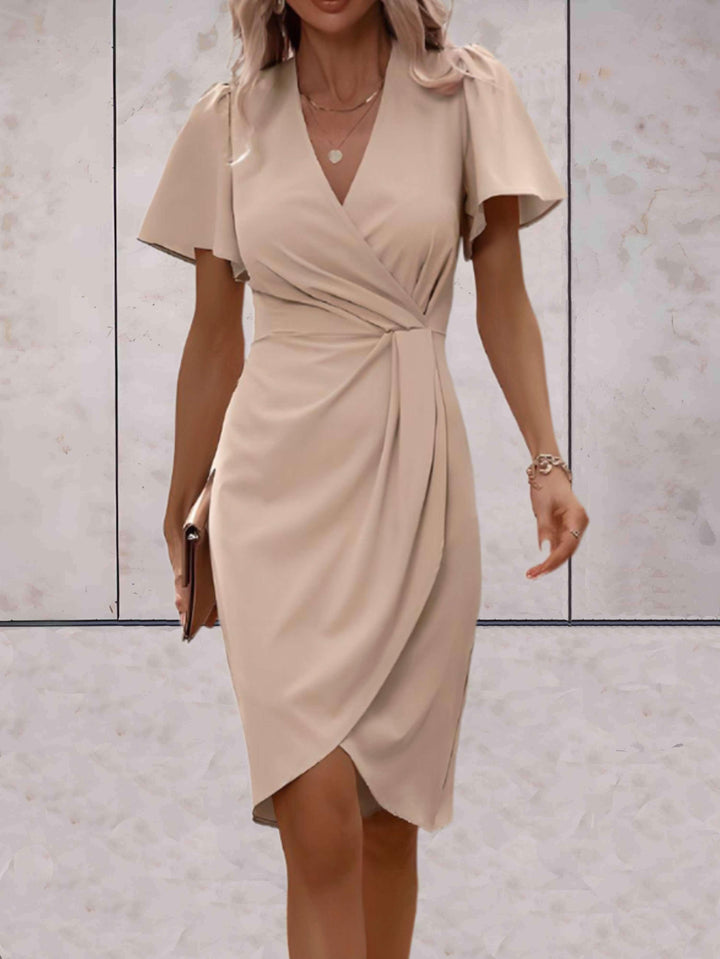 Classic V-Neck Wrap Dress for Women