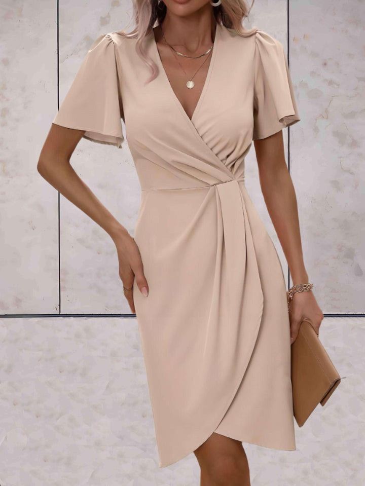 Classic V-Neck Wrap Dress for Women