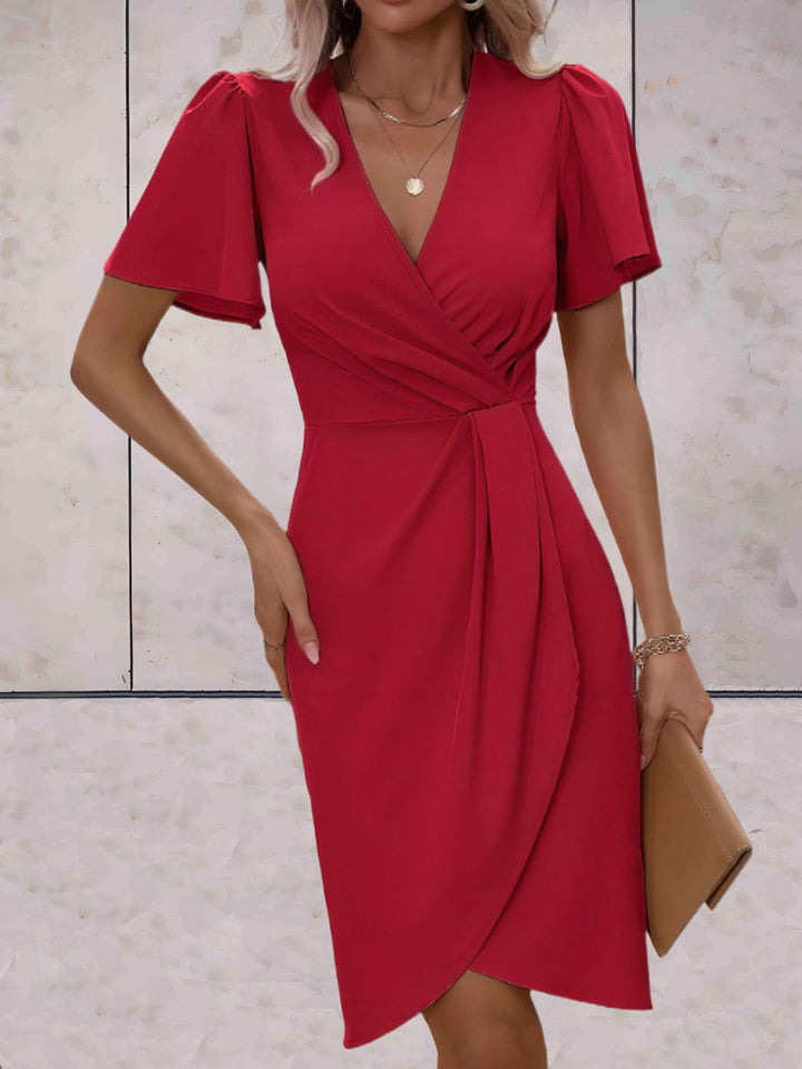 Classic V-Neck Wrap Dress for Women