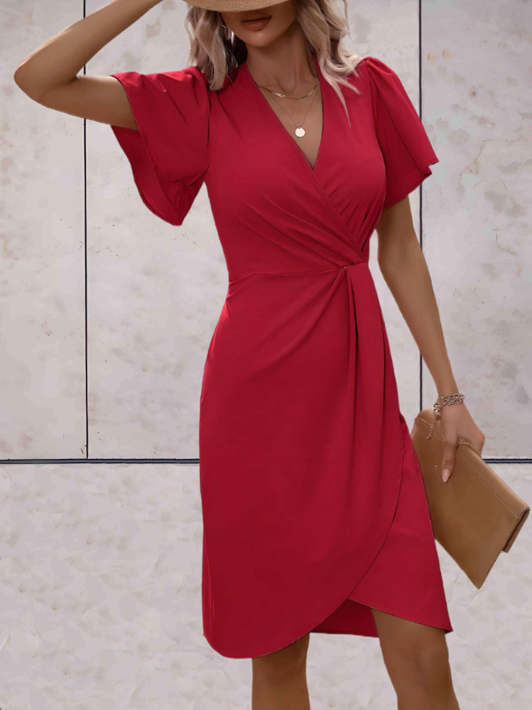 Classic V-Neck Wrap Dress for Women