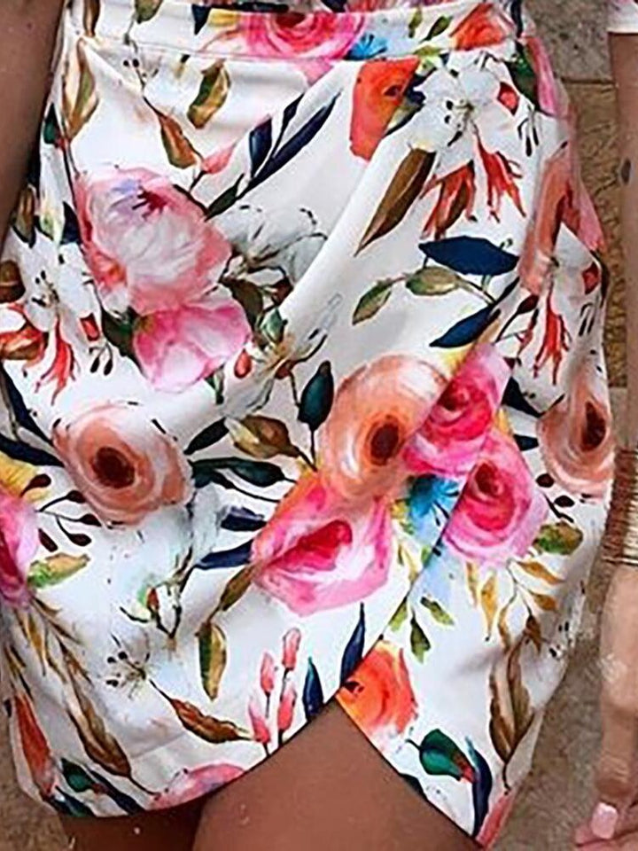 Women's Floral Print One-Sleeve Bodycon Dress