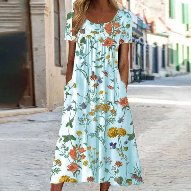 Vibrant Floral Print Maxi Dress for Women