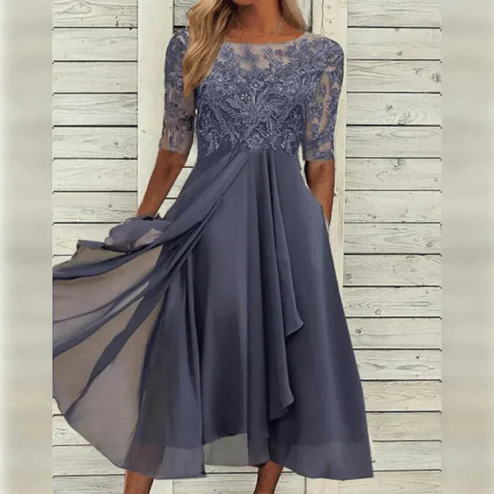 Elegant Lace Knee-Length Dress for Women