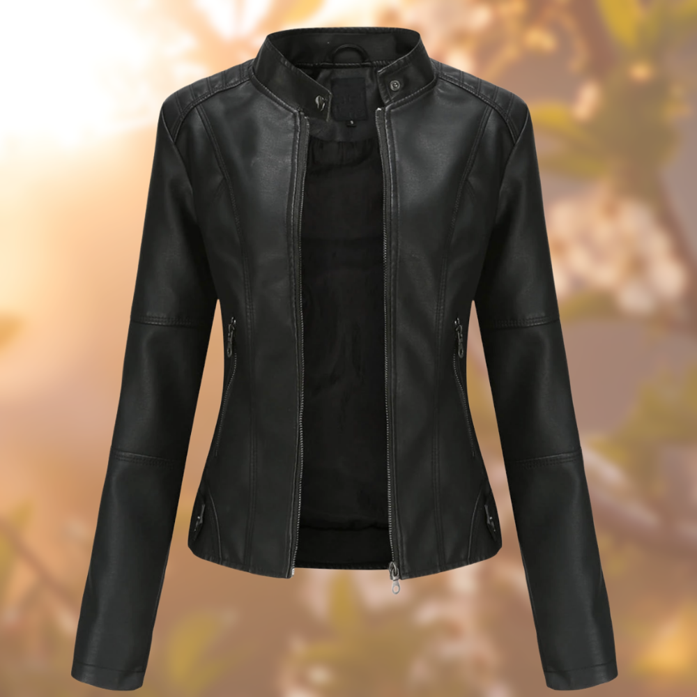 High Collar Zipper Jacket for Women