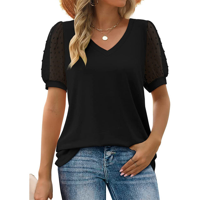 Women’s V-Neck Puff Sleeve Top