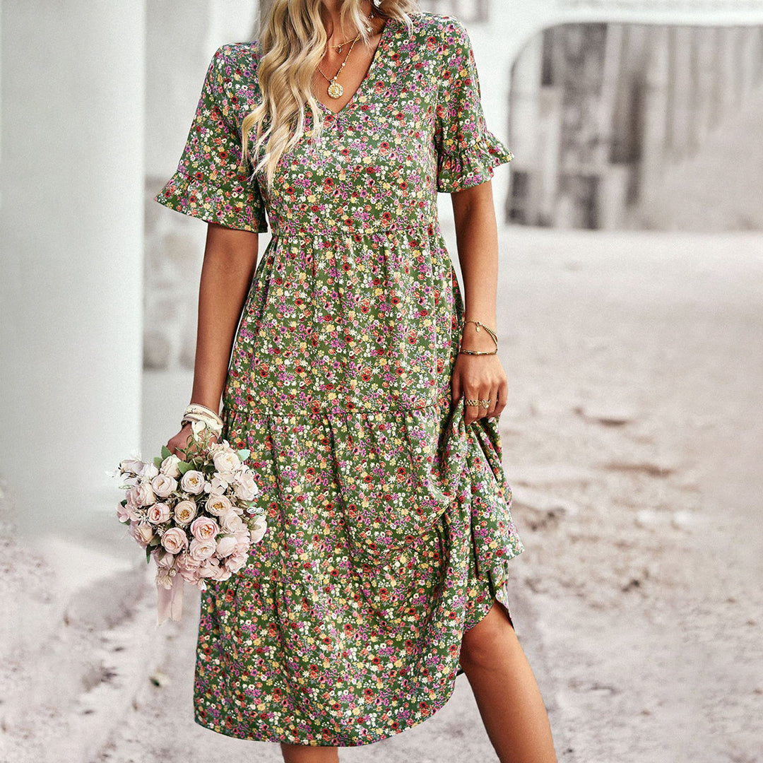 Elegant Floral A-Line Holiday Dress for Women