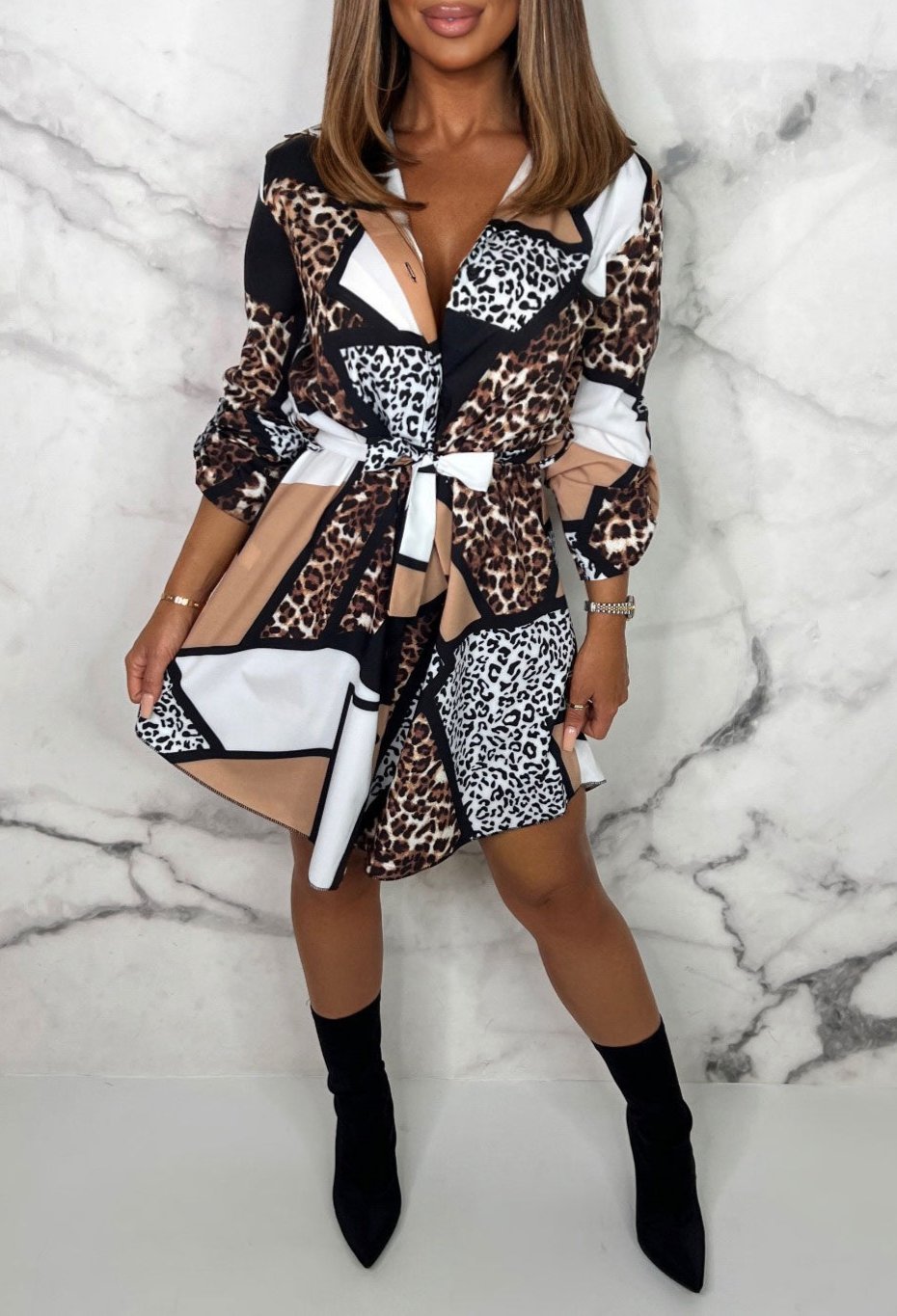 Conny | Flirty Shirt Dress with Animal Print