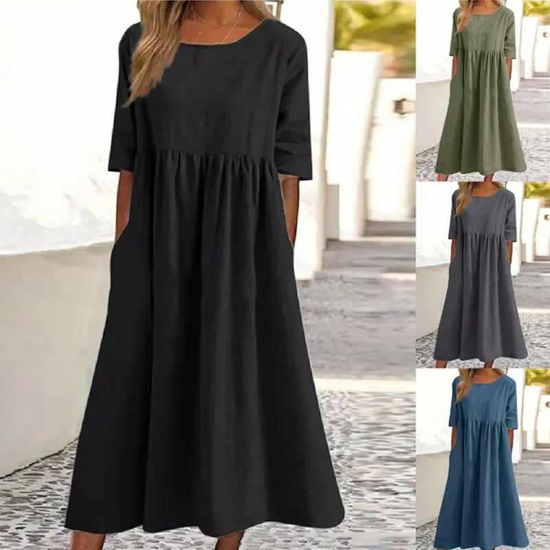 Casual Loose Pleated Hem Dress for Women