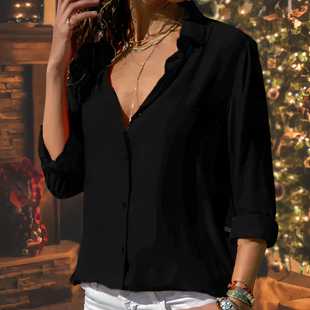 Women's Long Sleeve Button-Down Blouse