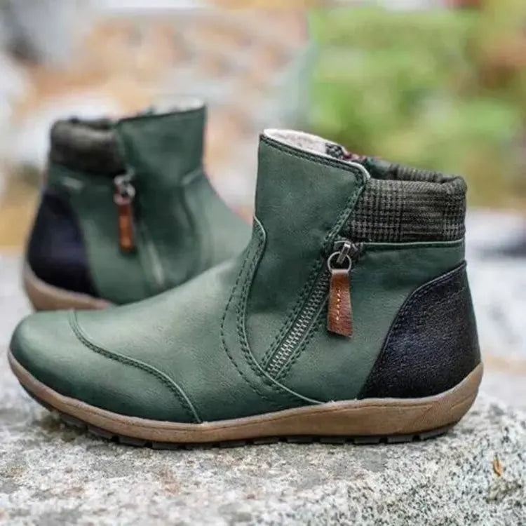 Women's Waterproof Double Zipper Ankle Boots