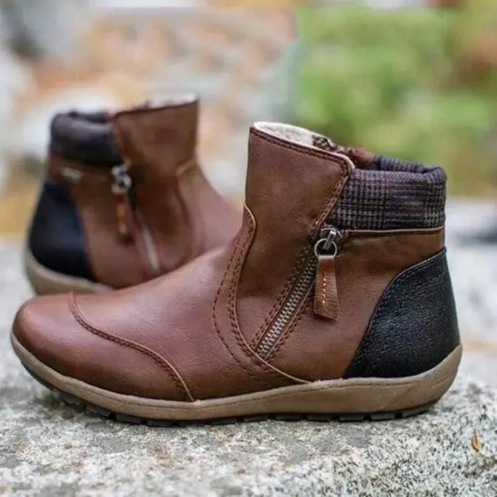 Women's Waterproof Double Zipper Ankle Boots