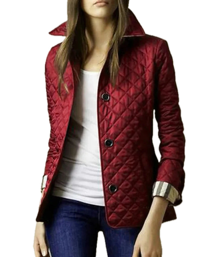 Diamond Pattern Quilted Jacket for Women