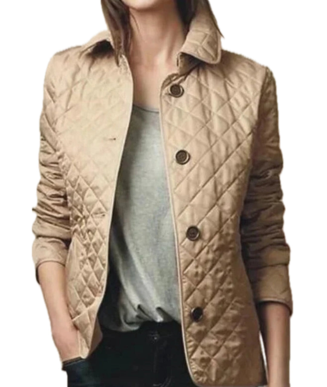 Diamond Pattern Quilted Jacket for Women