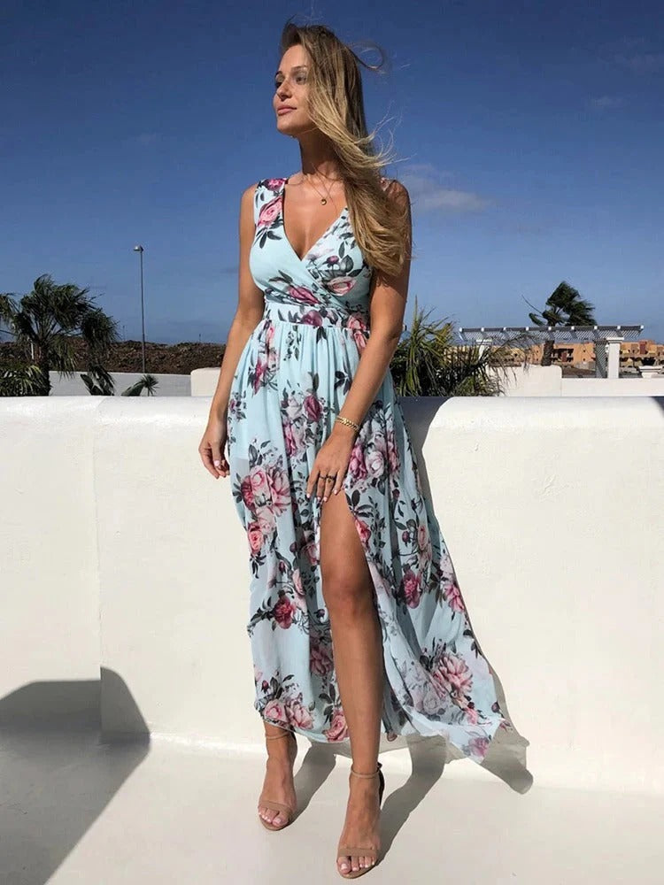 Summer Women's V-Neck Maxi Dress