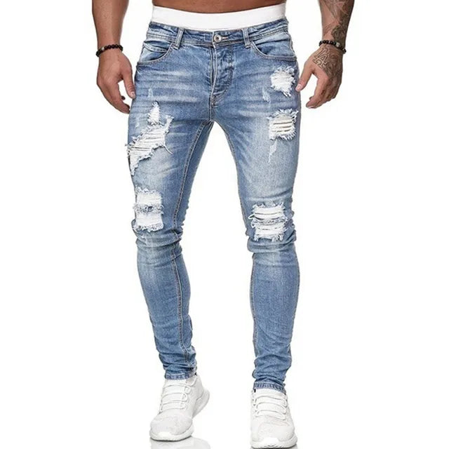 Men's Distressed Stretch Skinny Jeans