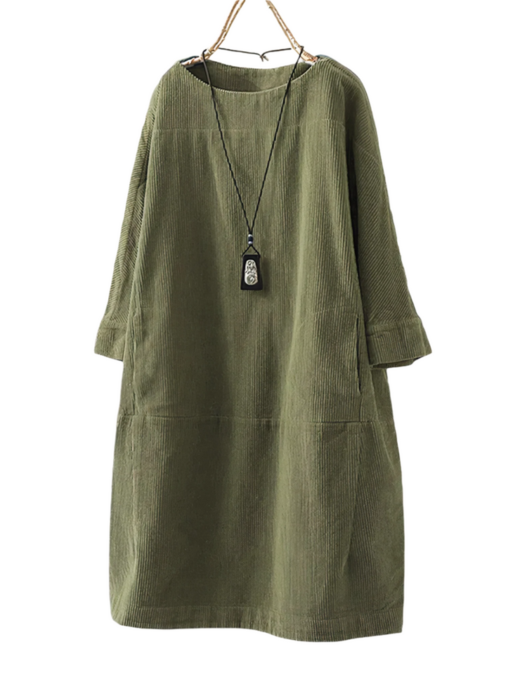 Soft Corduroy A-Line Dress For Women