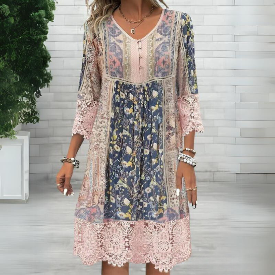 Bohemian Glam Dress with floral prints