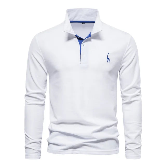 Men’s Long Sleeve Embroidered Polo Shirt