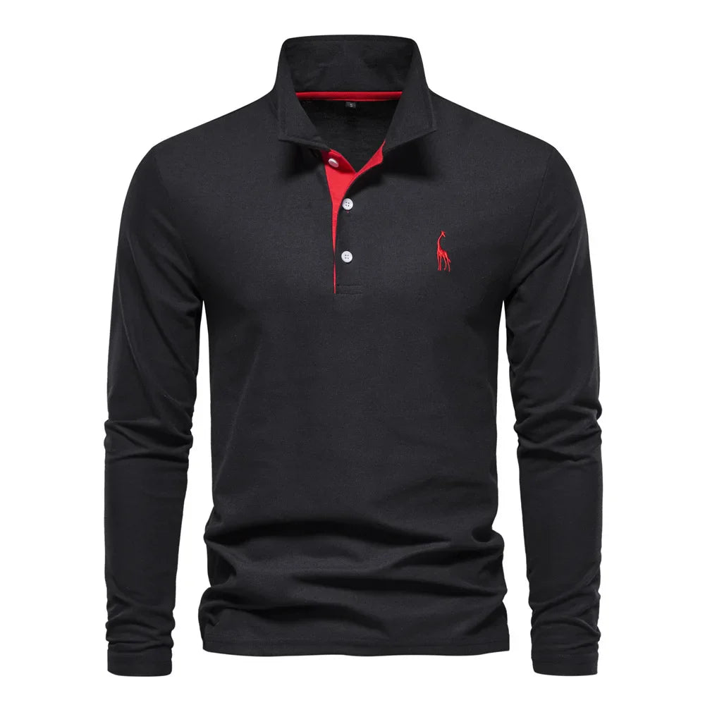 Men’s Long Sleeve Embroidered Polo Shirt