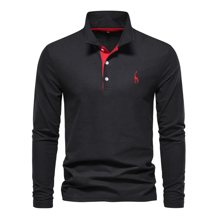 Men’s Long Sleeve Embroidered Polo Shirt