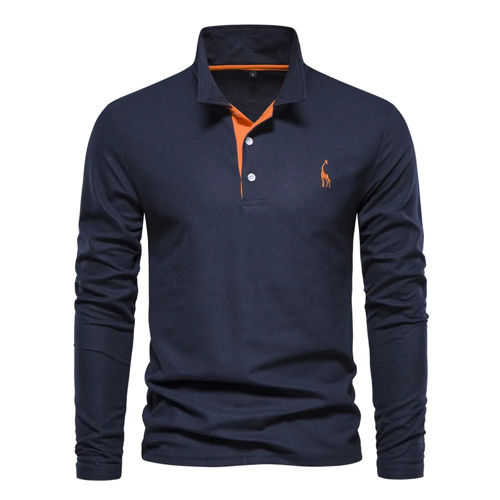 Men’s Long Sleeve Embroidered Polo Shirt