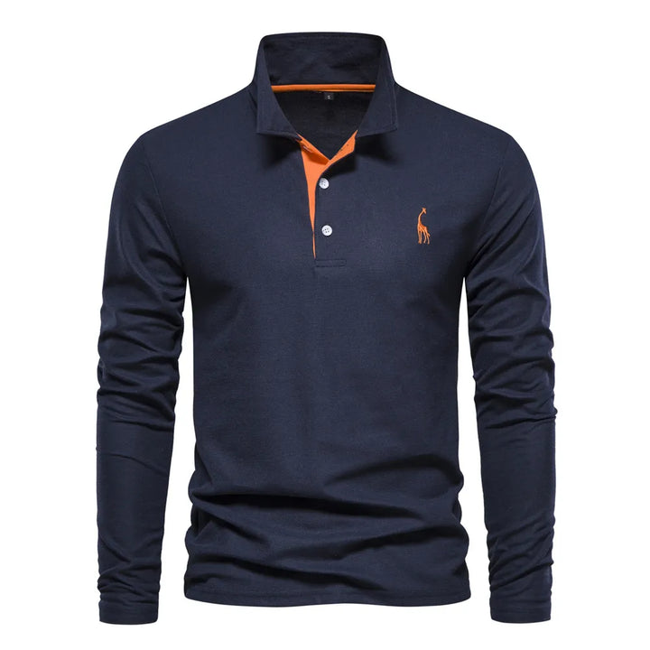 Men’s Long Sleeve Embroidered Polo Shirt