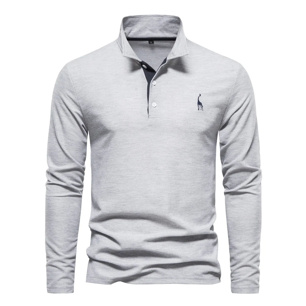 Men’s Long Sleeve Embroidered Polo Shirt