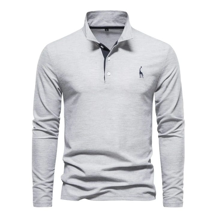 Men’s Long Sleeve Embroidered Polo Shirt
