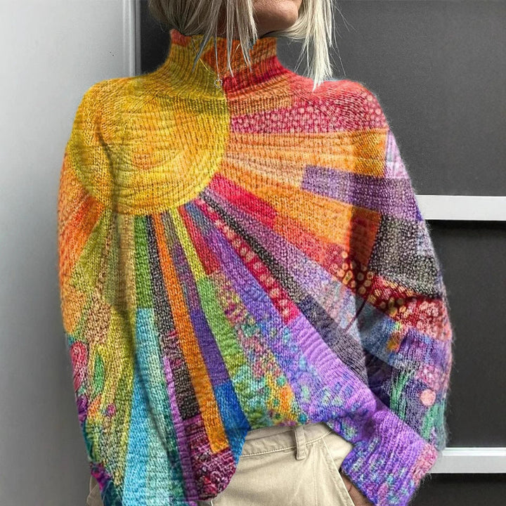 Aisling | Rainbow Sun Turtleneck Sweater