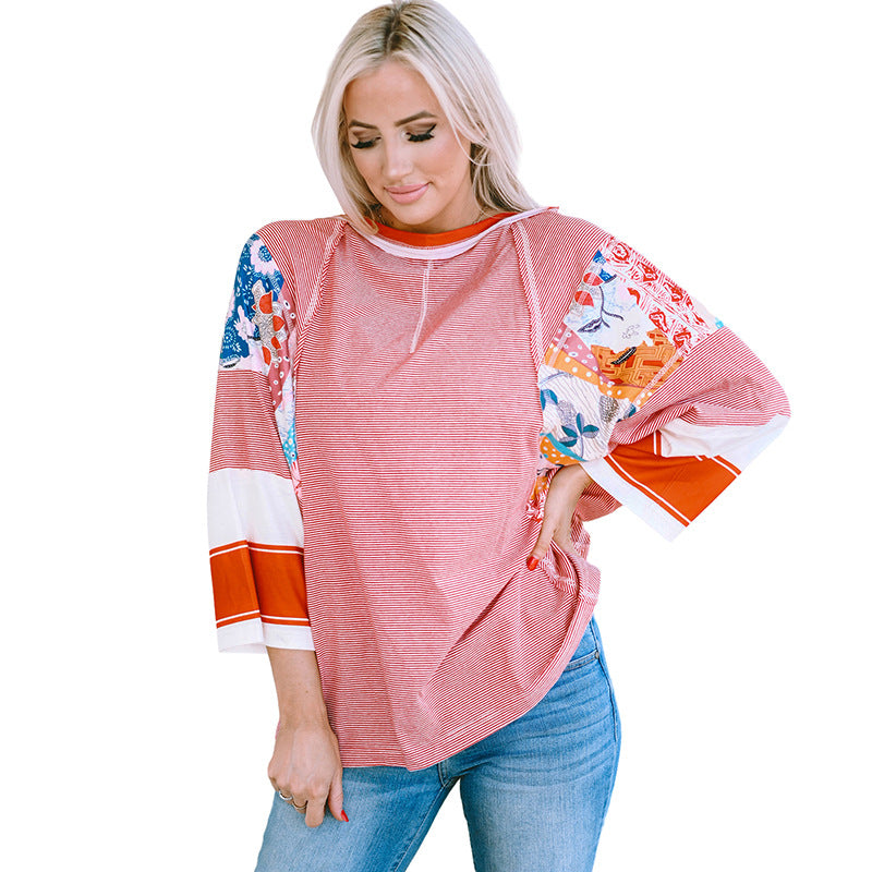 Ailey | Lightweight Batwing Sleeve Patchwork Top