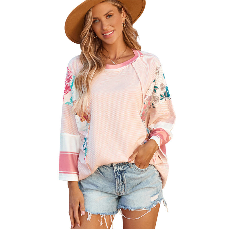 Ailey | Lightweight Batwing Sleeve Patchwork Top