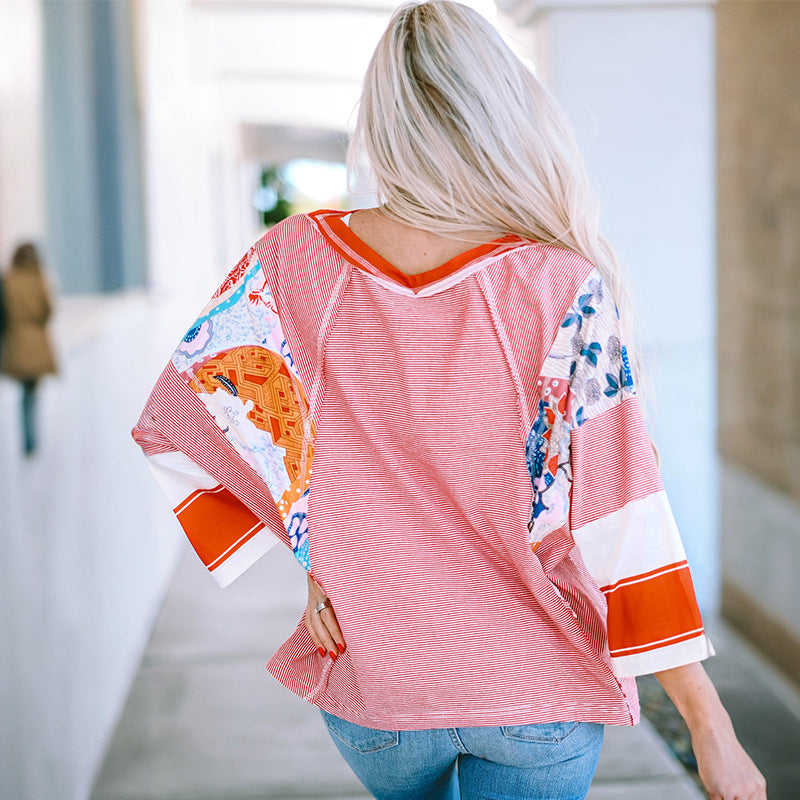 Ailey | Lightweight Batwing Sleeve Patchwork Top
