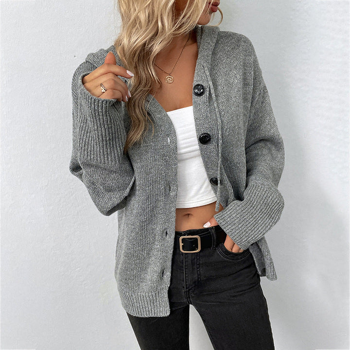 Button-Down Hooded Sweater for Women