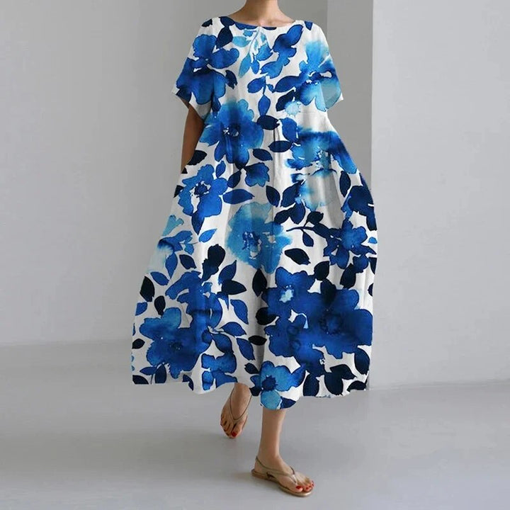 Summer Floral A-Line Midi Dress for Women